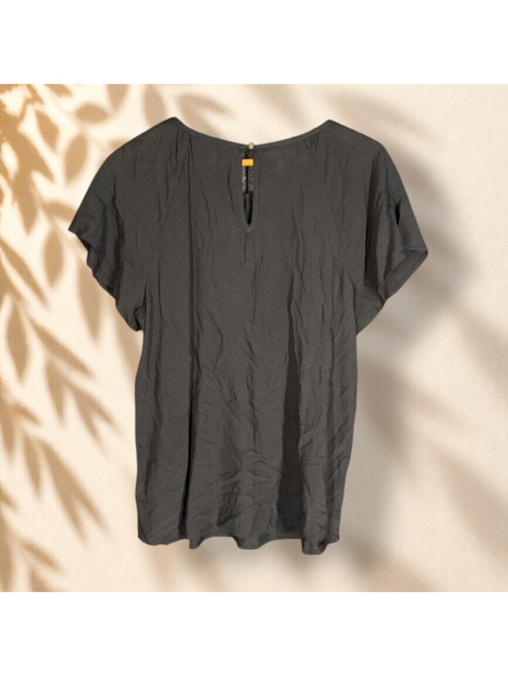 Maurices Blouse Women M Medium Black Short Sleeve Rayon Hook & Eye Casual - Picture 2 of 7